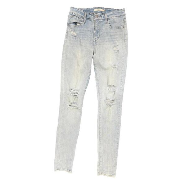 LEVI'S 721 Women's Sz 26X30 Light Wash Distressed High Rise Stretch Skinny Jeans - Picture 1 of 9